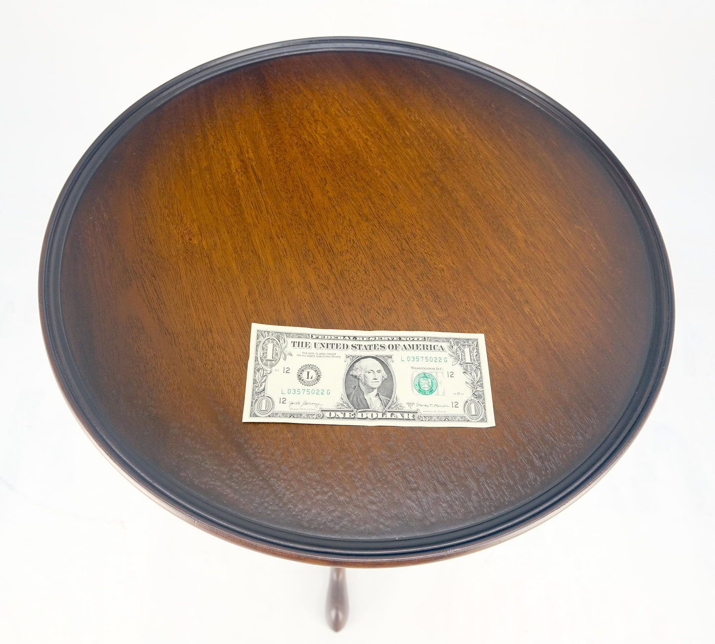 EstablishedLines Antique c1920s Carved Mahogany Tripod Base Round Pie Crust Edge Lamp Side Table