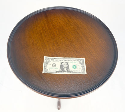 EstablishedLines Antique c1920s Carved Mahogany Tripod Base Round Pie Crust Edge Lamp Side Table