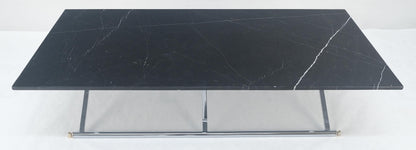EstablishedLines Italian Mid Century 32x67" Rectangle Black Marble Top Chrome Base Coffee Table