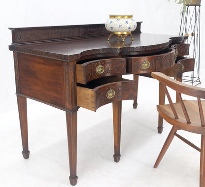 EstablishedLines Fine Bench Made Carved Mahogany Serpentine Front  Dovetail Drawers Vanity Desk