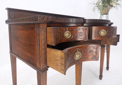 EstablishedLines Fine Bench Made Carved Mahogany Serpentine Front  Dovetail Drawers Vanity Desk
