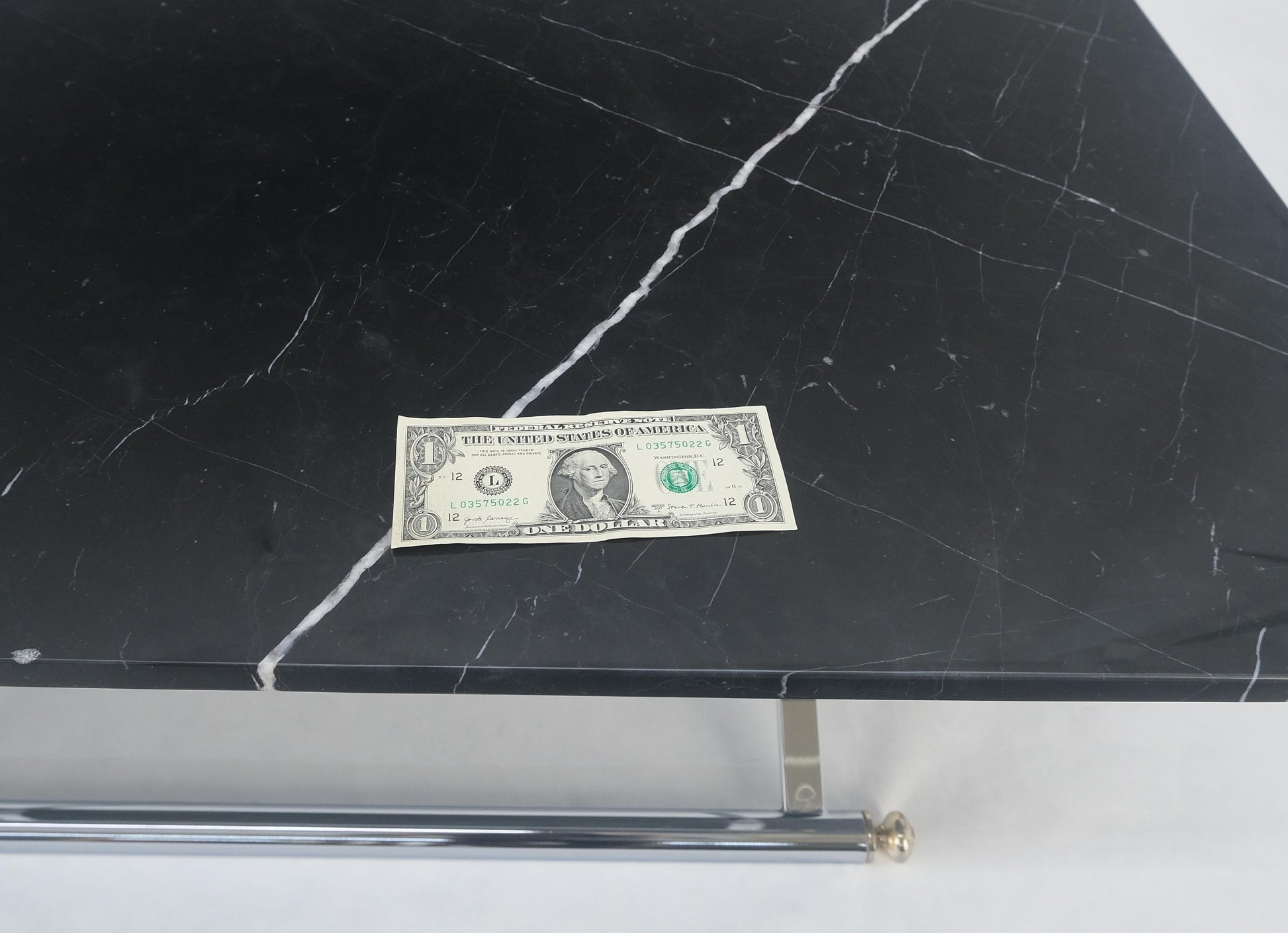 EstablishedLines Italian Mid Century 32x67" Rectangle Black Marble Top Chrome Base Coffee Table