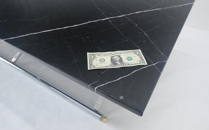 EstablishedLines Italian Mid Century 32x67" Rectangle Black Marble Top Chrome Base Coffee Table