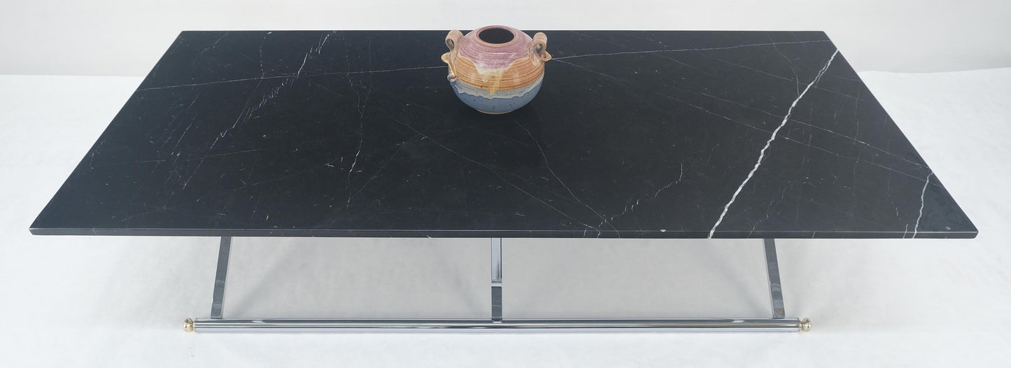 EstablishedLines Italian Mid Century 32x67" Rectangle Black Marble Top Chrome Base Coffee Table