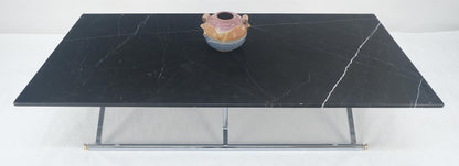EstablishedLines Italian Mid Century 32x67" Rectangle Black Marble Top Chrome Base Coffee Table