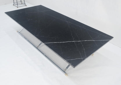 EstablishedLines Italian Mid Century 32x67" Rectangle Black Marble Top Chrome Base Coffee Table