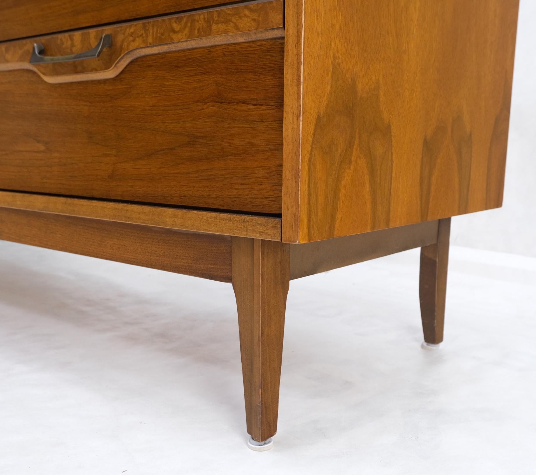 EstablishedLines Long Walnut 9 Drawers Two Doors Mid-Century Modern Dresser Credenza Burl Accents
