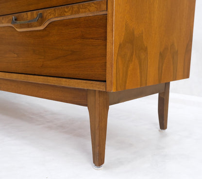 EstablishedLines Long Walnut 9 Drawers Two Doors Mid-Century Modern Dresser Credenza Burl Accents