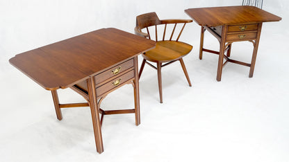 EstablishedLines Pair Solid Cherry Drop Leaf Brass Hardware "Y" Stretches End Side Tables MINT!