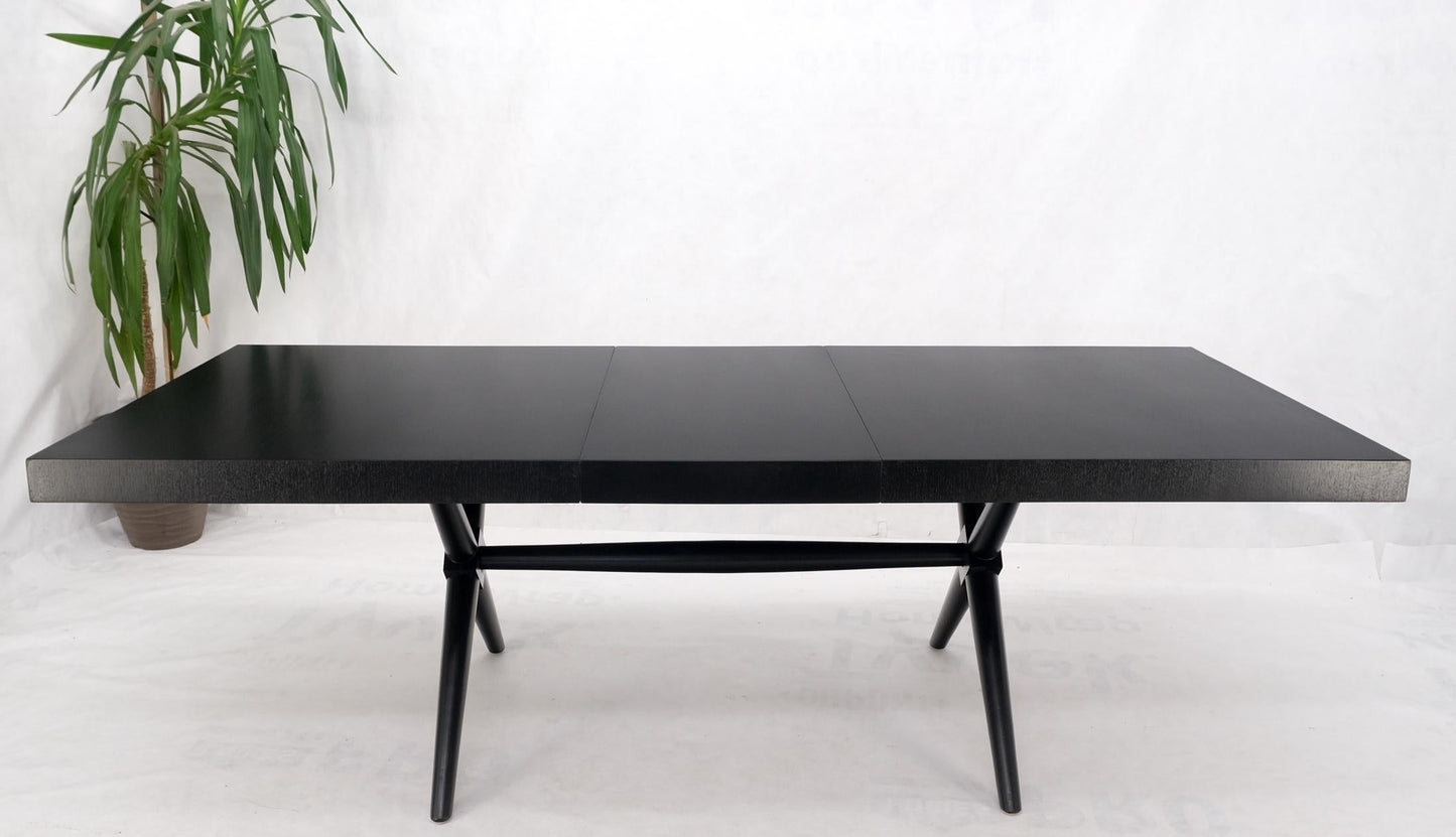 EstablishedLines Black Lacquer One Leaf X Base Gibbings Trestle Dining Table by Widdicomb Mint
