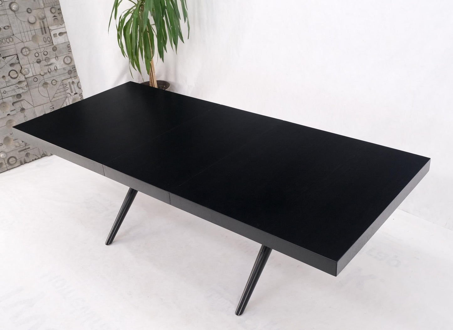 EstablishedLines Black Lacquer One Leaf X Base Gibbings Trestle Dining Table by Widdicomb Mint