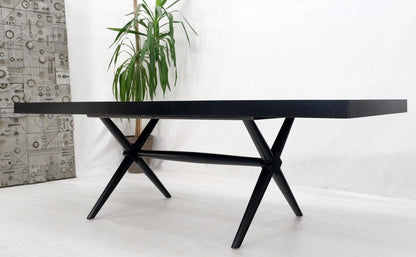 EstablishedLines Black Lacquer One Leaf X Base Gibbings Trestle Dining Table by Widdicomb Mint