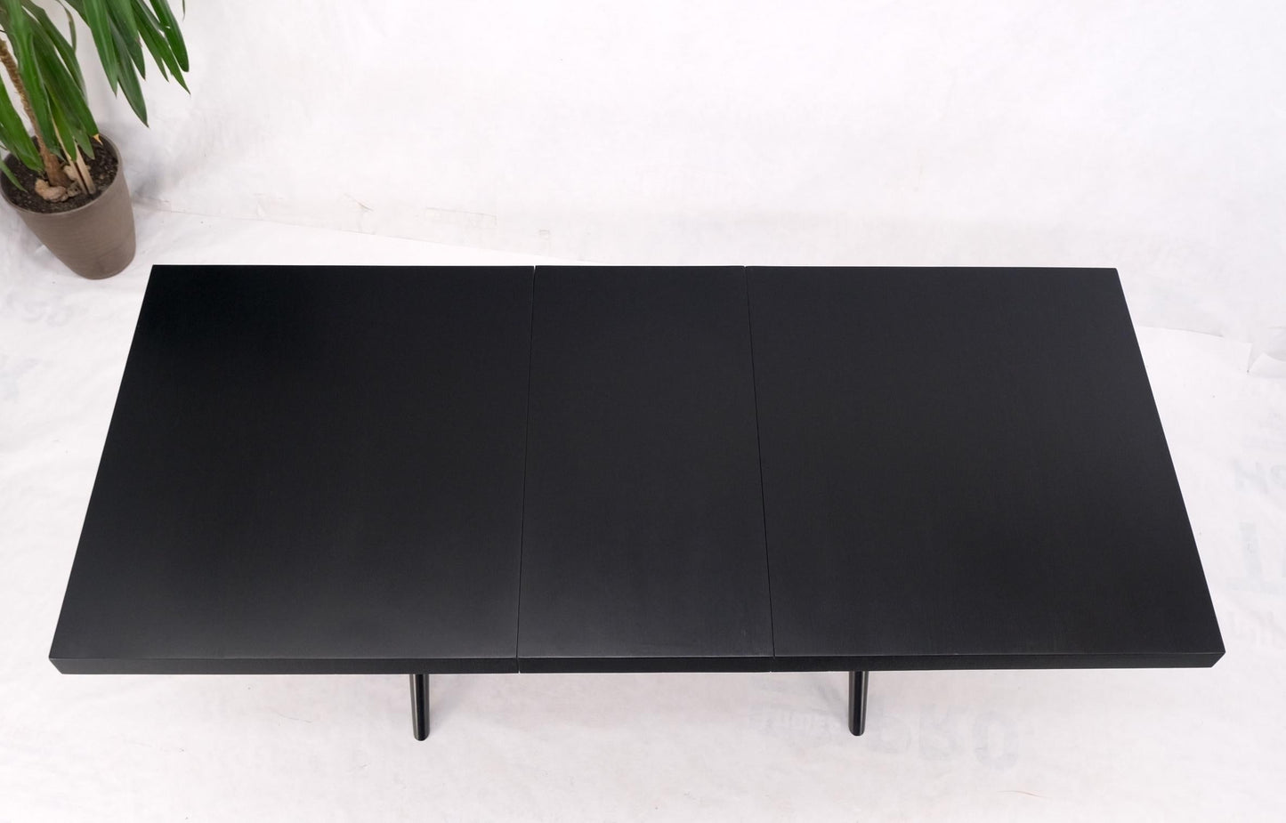 EstablishedLines Black Lacquer One Leaf X Base Gibbings Trestle Dining Table by Widdicomb Mint