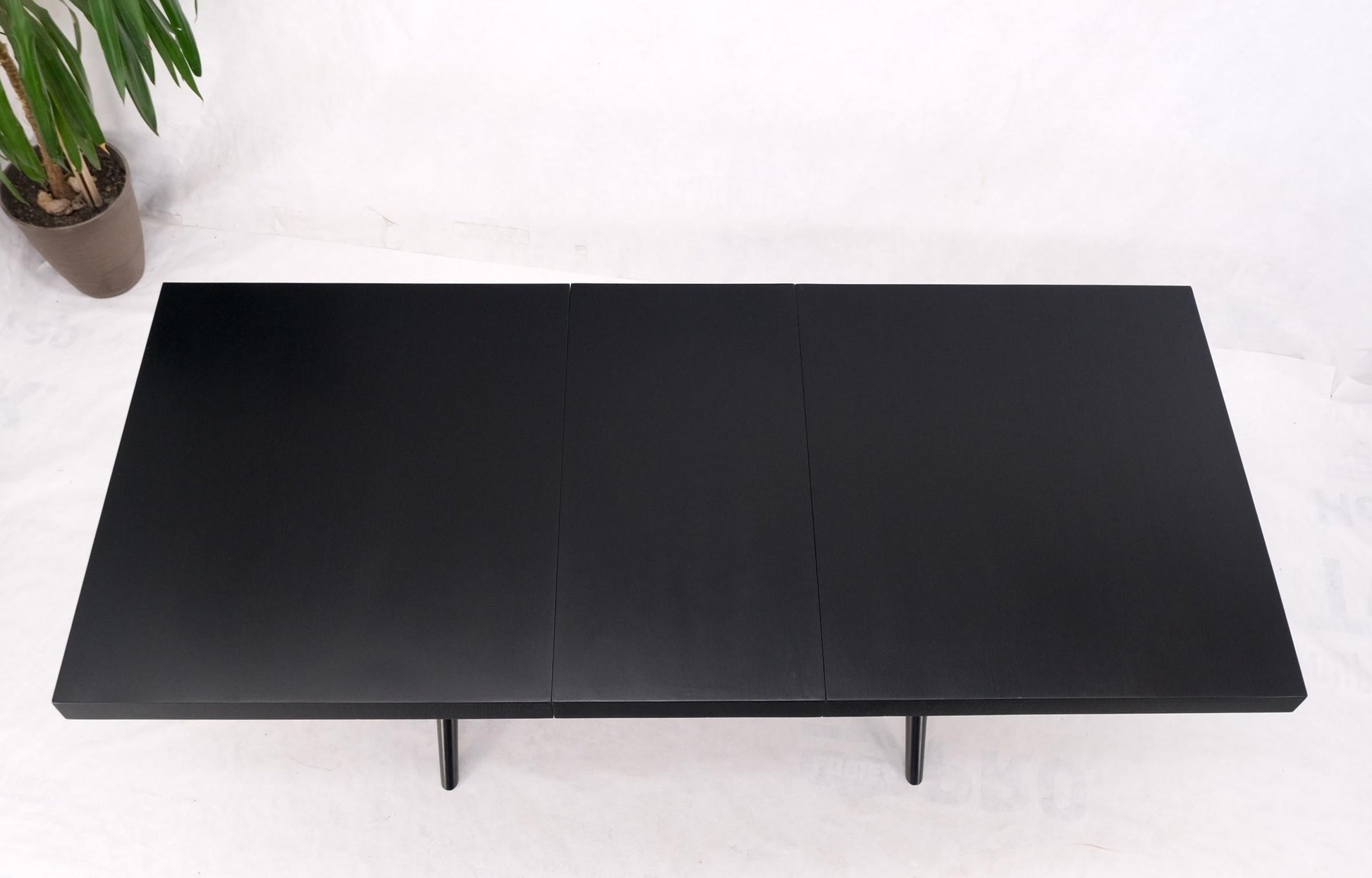 EstablishedLines Black Lacquer One Leaf X Base Gibbings Trestle Dining Table by Widdicomb Mint