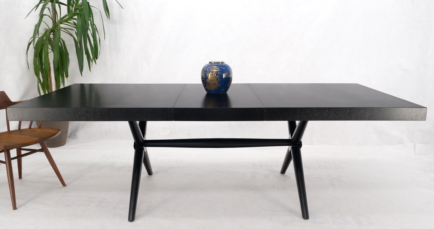 EstablishedLines Black Lacquer One Leaf X Base Gibbings Trestle Dining Table by Widdicomb Mint