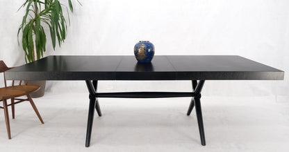 EstablishedLines Black Lacquer One Leaf X Base Gibbings Trestle Dining Table by Widdicomb Mint
