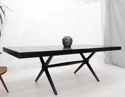 EstablishedLines Black Lacquer One Leaf X Base Gibbings Trestle Dining Table by Widdicomb Mint