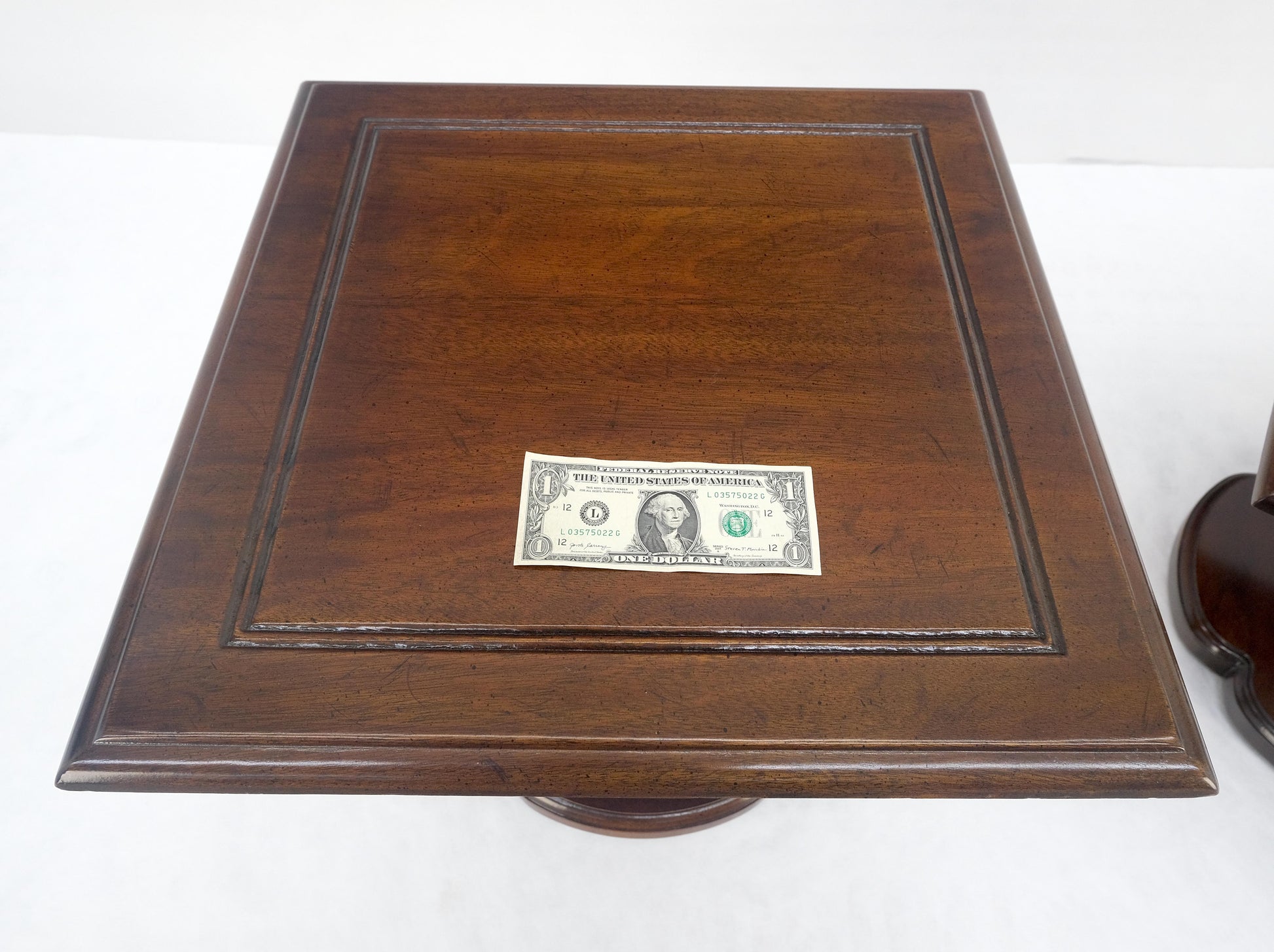 EstablishedLines Pair Solid Cherry Dark Espresso Clover Base 21x21 Square Top Side End Lamp Table