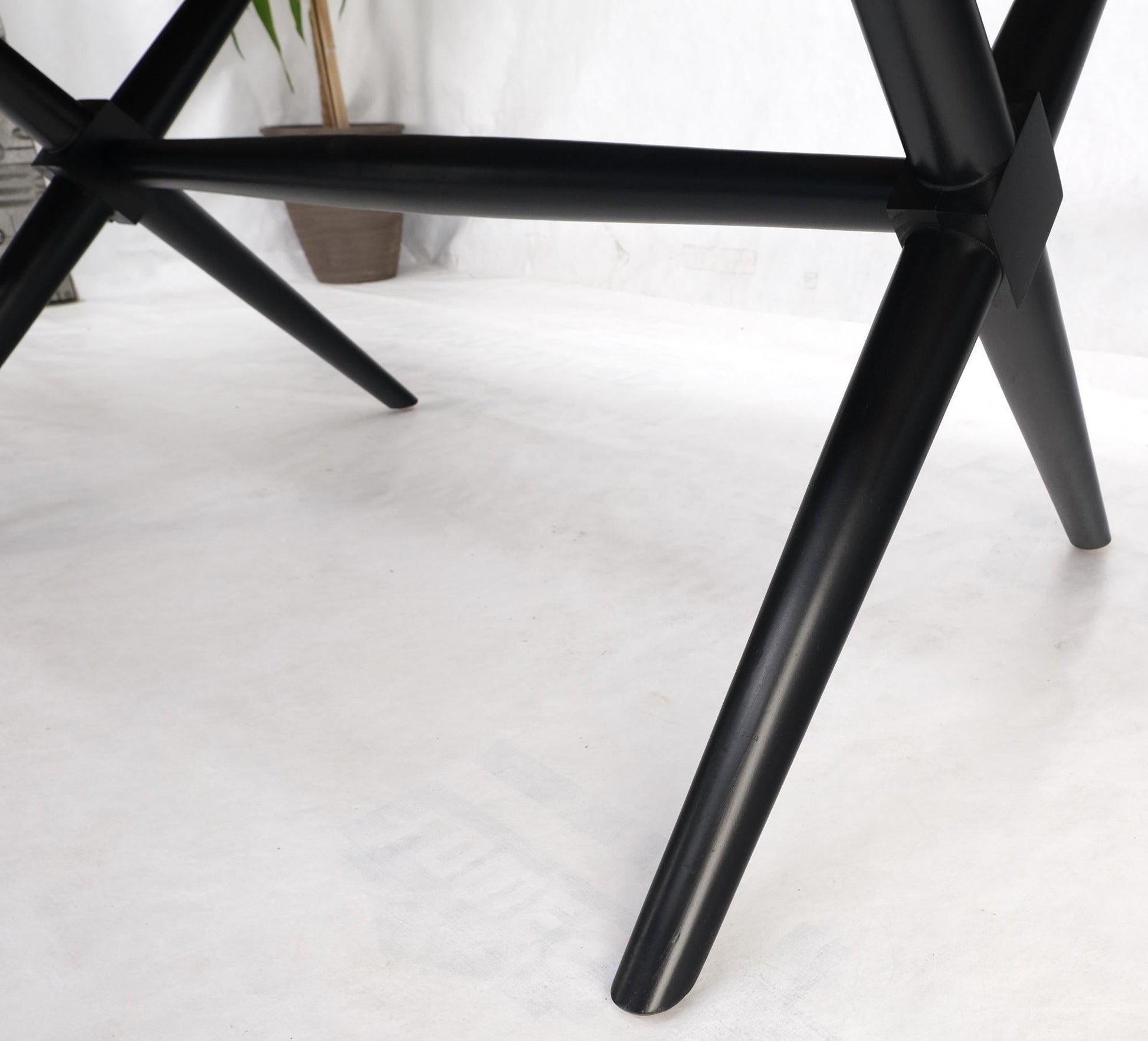 EstablishedLines Black Lacquer One Leaf X Base Gibbings Trestle Dining Table by Widdicomb Mint