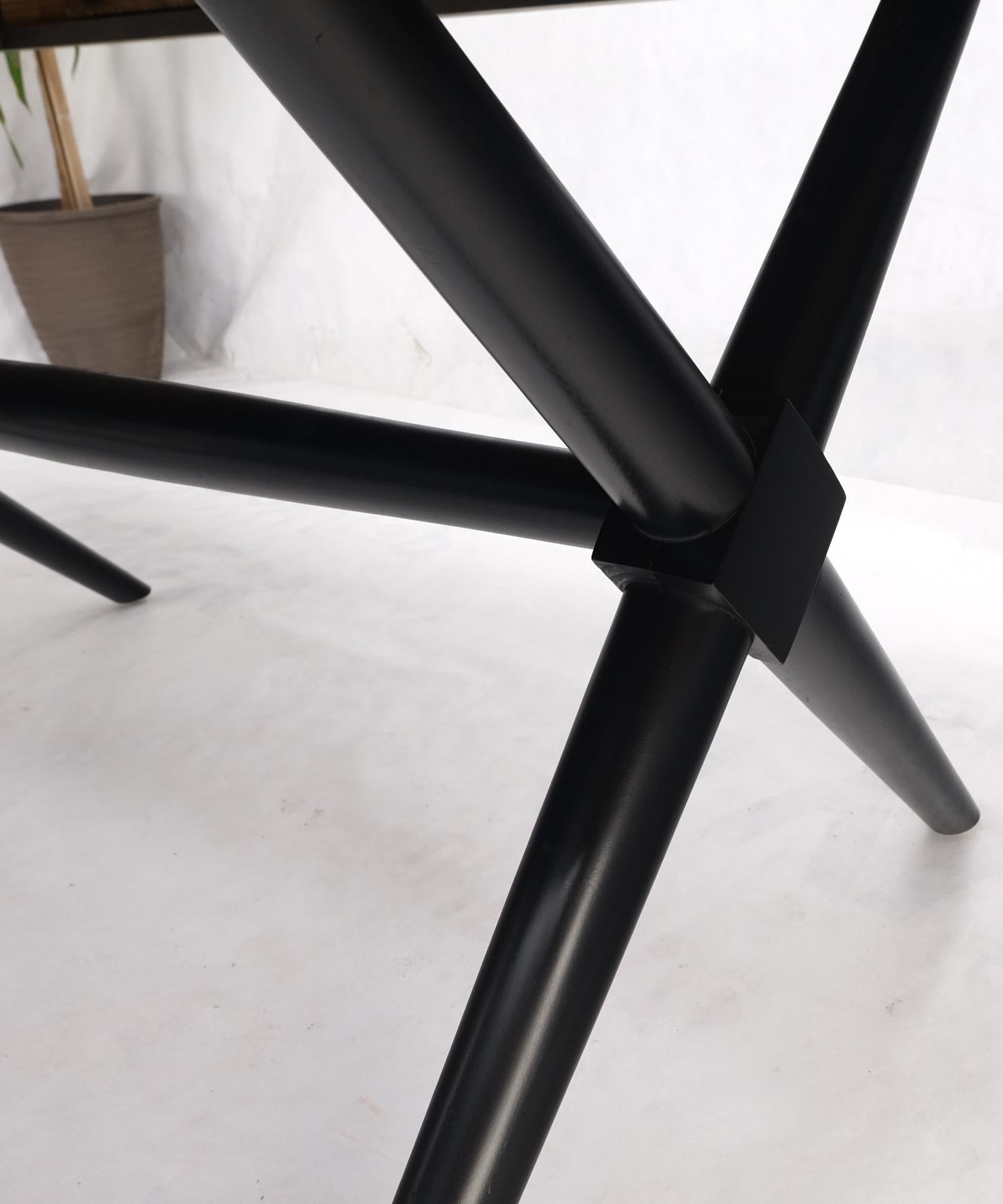 EstablishedLines Black Lacquer One Leaf X Base Gibbings Trestle Dining Table by Widdicomb Mint