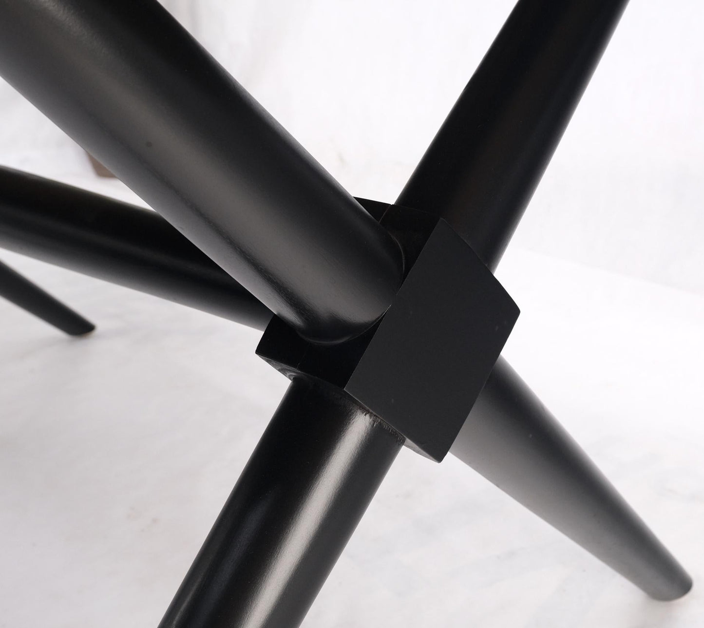 EstablishedLines Black Lacquer One Leaf X Base Gibbings Trestle Dining Table by Widdicomb Mint