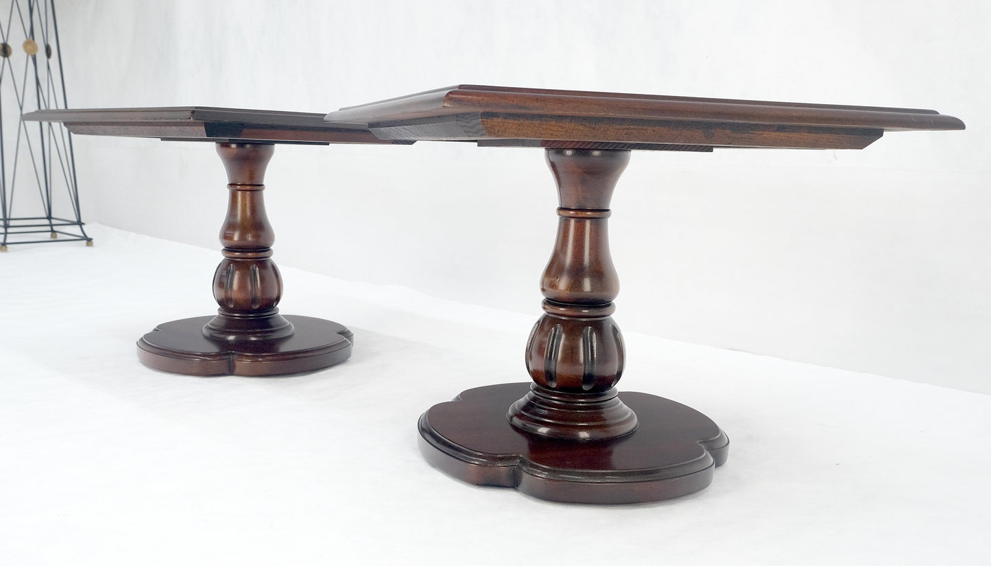 EstablishedLines Pair Solid Cherry Dark Espresso Clover Base 21x21 Square Top Side End Lamp Table