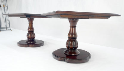 EstablishedLines Pair Solid Cherry Dark Espresso Clover Base 21x21 Square Top Side End Lamp Table