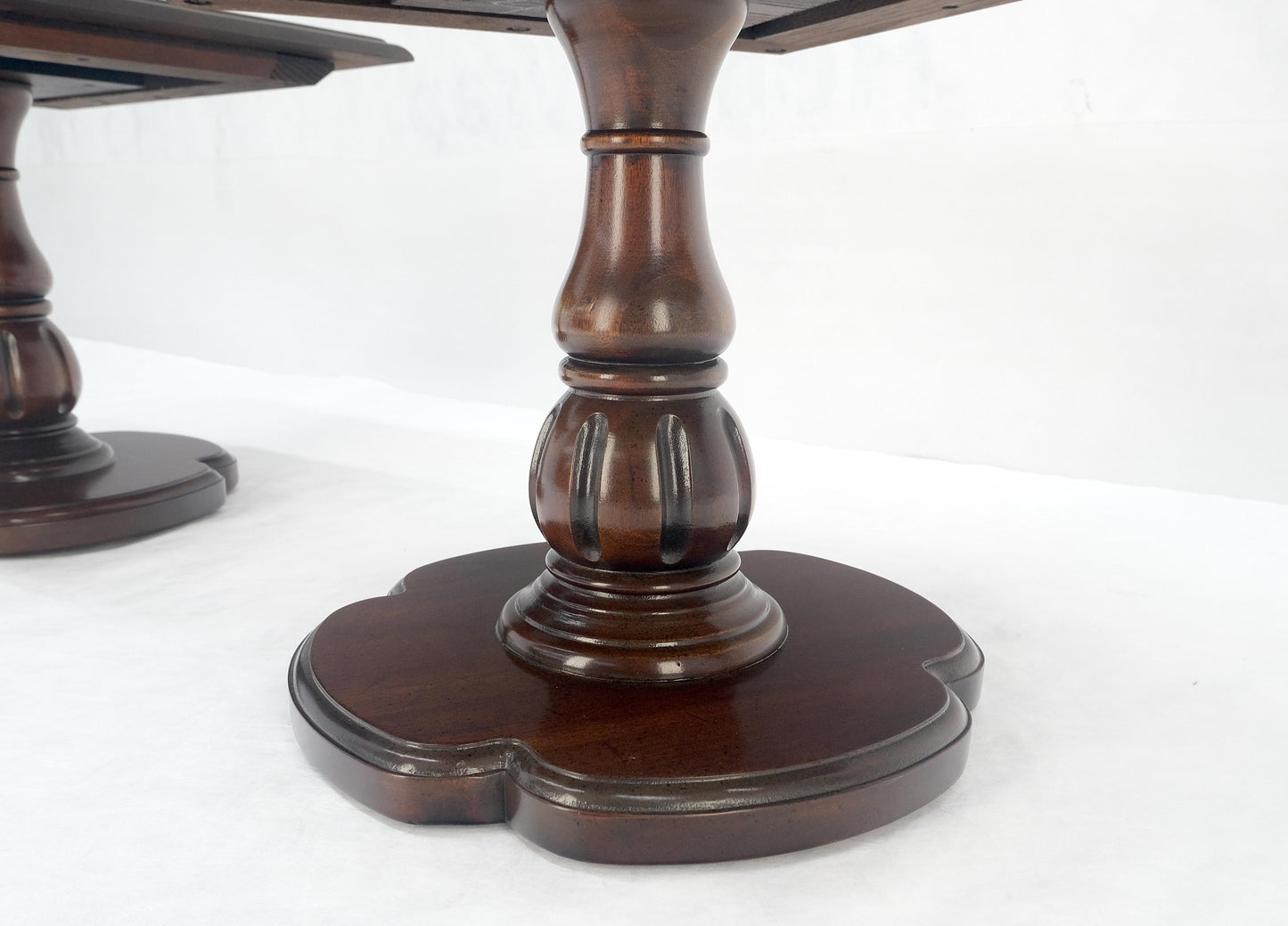 EstablishedLines Pair Solid Cherry Dark Espresso Clover Base 21x21 Square Top Side End Lamp Table