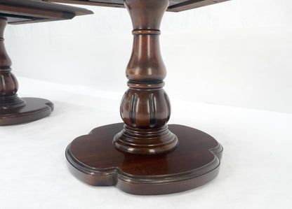 EstablishedLines Pair Solid Cherry Dark Espresso Clover Base 21x21 Square Top Side End Lamp Table