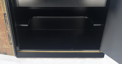 EstablishedLines Drexel Flip Top Serving Sideboard Bar on Wheels Chinoiserie Style Black Lacquer