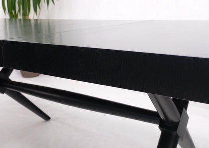 EstablishedLines Black Lacquer One Leaf X Base Gibbings Trestle Dining Table by Widdicomb Mint