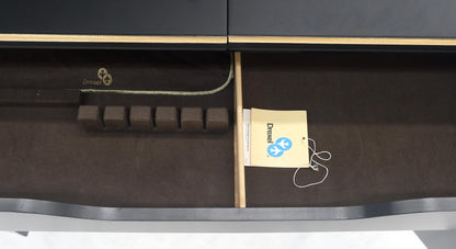 EstablishedLines Drexel Flip Top Serving Sideboard Bar on Wheels Chinoiserie Style Black Lacquer