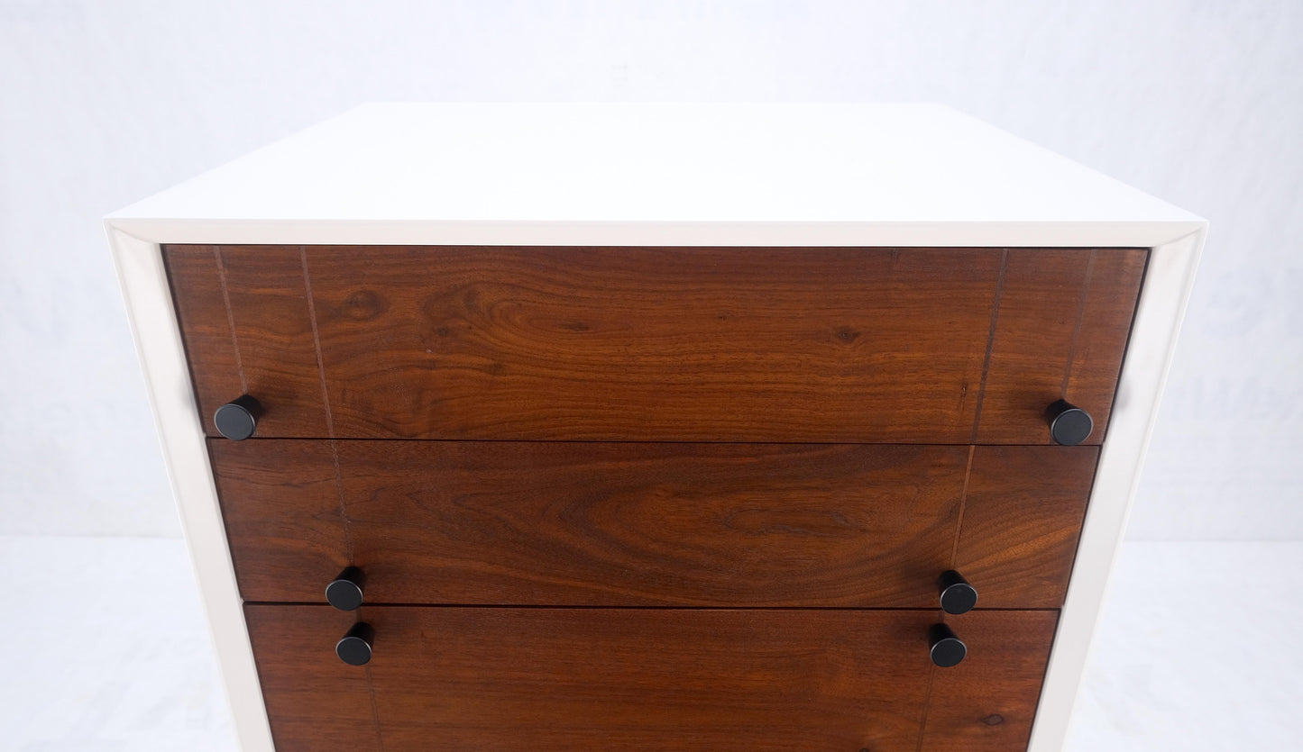 Two Tone 47" Tall White Bedroom Dresser 5 Walnut Drawers