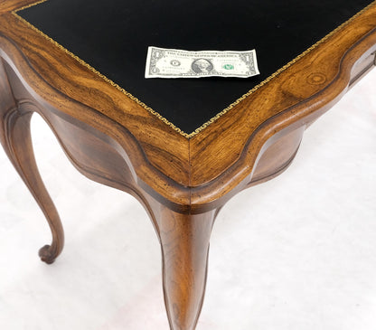 EstablishedLines Small Black Leather Top One Drawer Cabriole Carved Leg Chestnut Desk Console