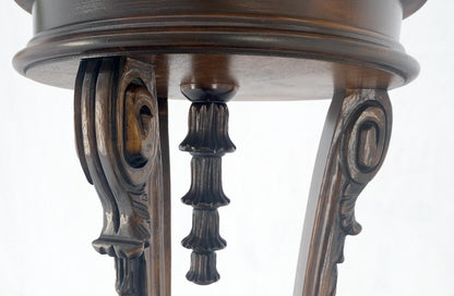 EstablishedLines Carved Walnut Tripod Style Base 17" Round Top Plant Lamp Table Stand Pedestal