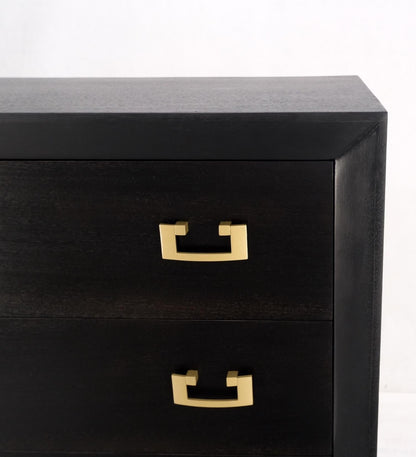 EstablishedLines Ebonized Black Lacquer Mahogany Tall 5 Drawers Dresser Gold Bracket Pulls MNT