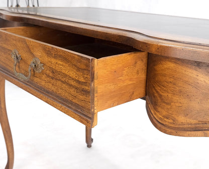 EstablishedLines Small Black Leather Top One Drawer Cabriole Carved Leg Chestnut Desk Console