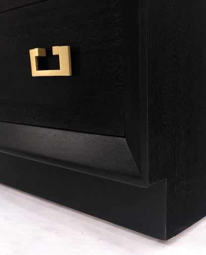 EstablishedLines Ebonized Black Lacquer Mahogany Tall 5 Drawers Dresser Gold Bracket Pulls MNT