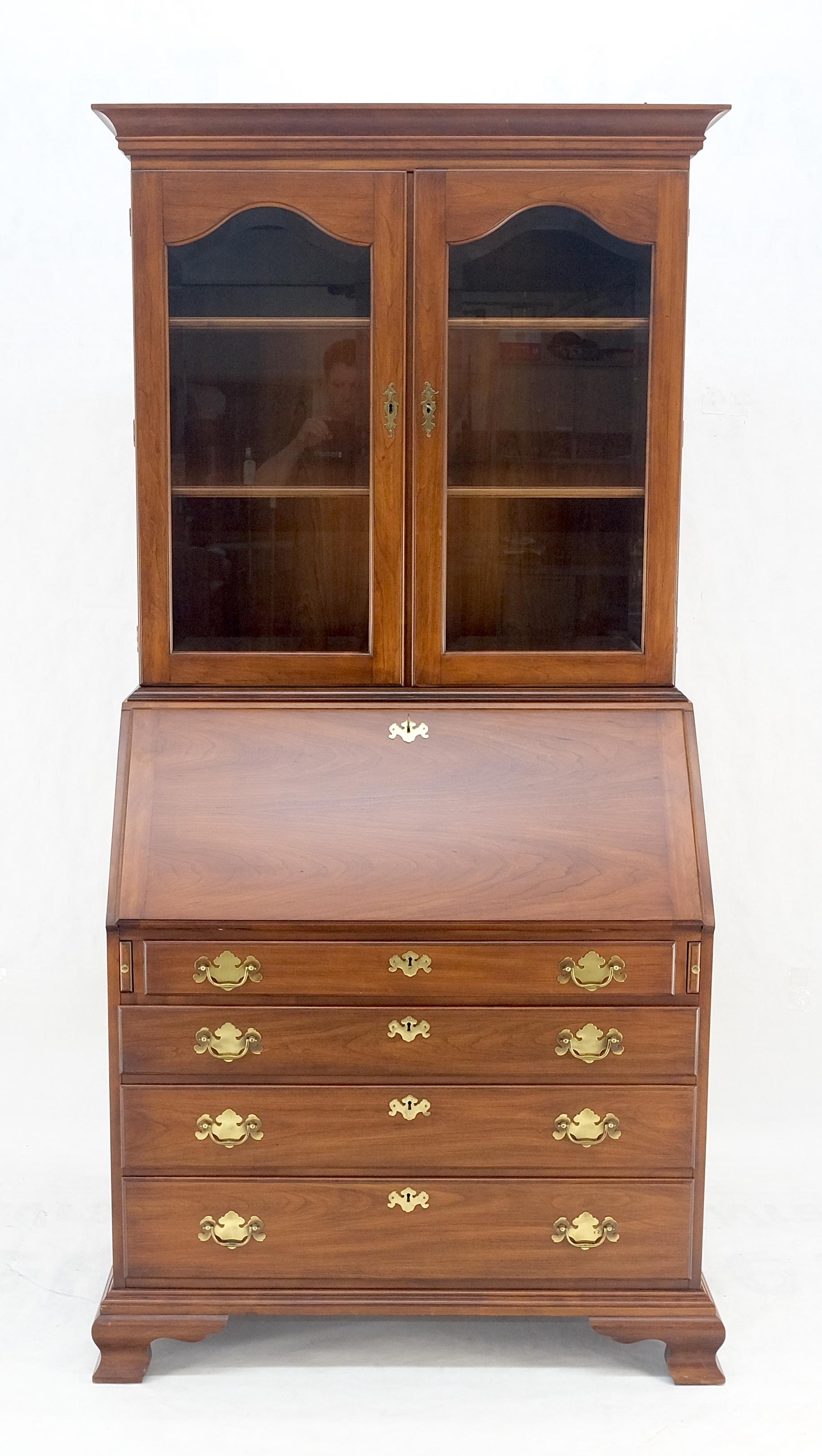EstablishedLines Henkel-Harris 2 Part Solid Wild Black Cherry Secretary Drop Front Desk Bookcase