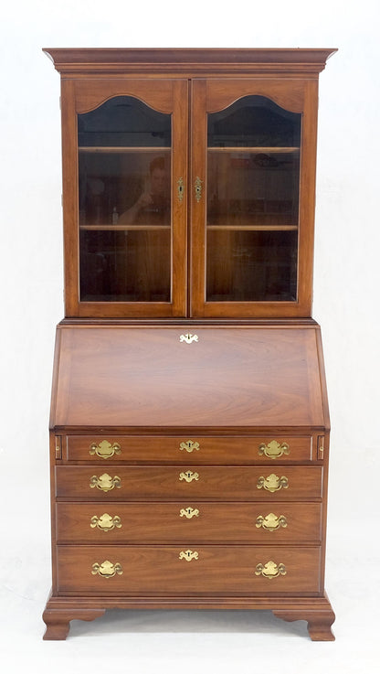 EstablishedLines Henkel-Harris 2 Part Solid Wild Black Cherry Secretary Drop Front Desk Bookcase