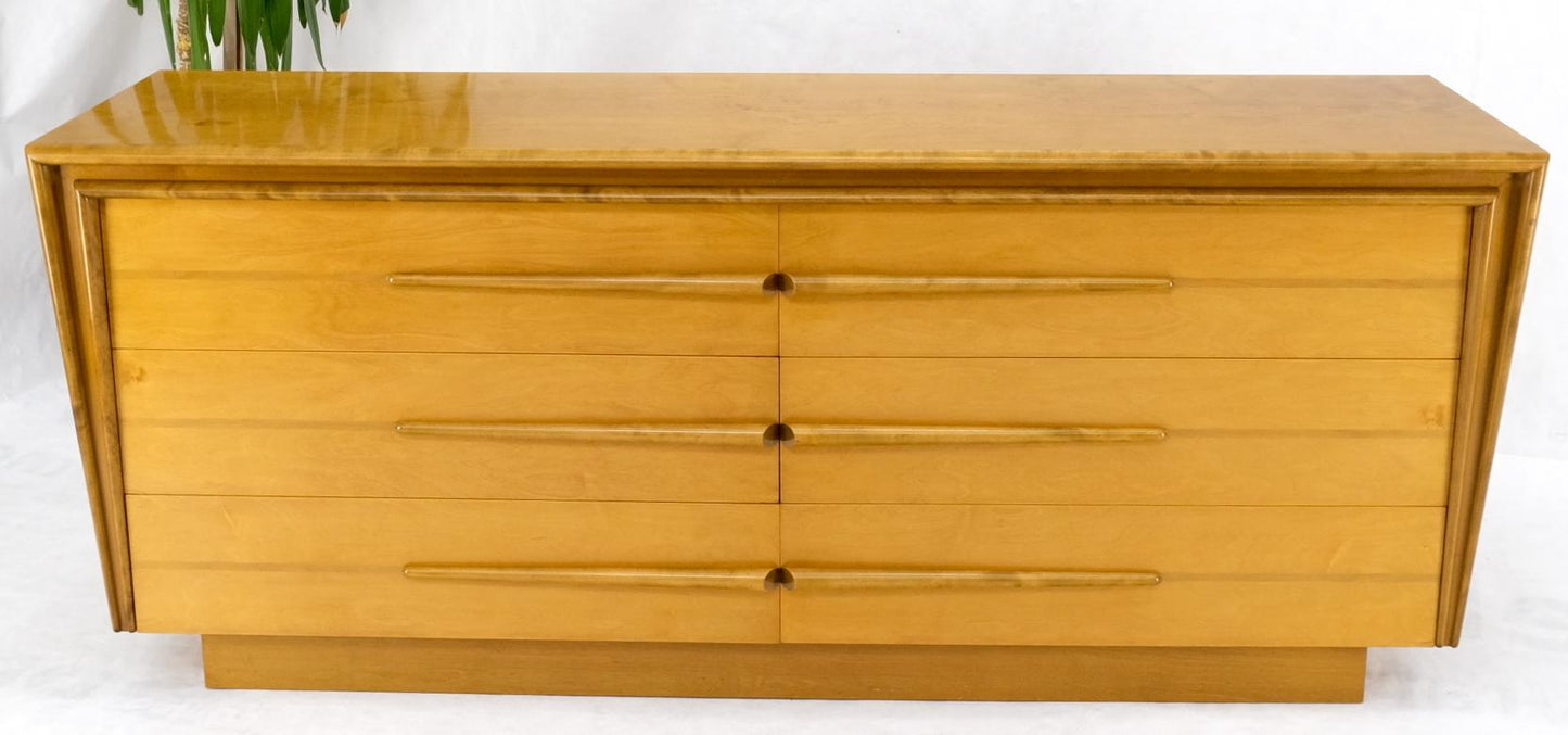 EstablishedLines Lacquered Blond Birch 6 Drawer Swedish Mid-Century Modern Dresser Credenza Mint