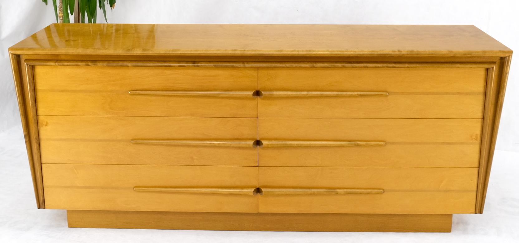 EstablishedLines Lacquered Blond Birch 6 Drawer Swedish Mid-Century Modern Dresser Credenza Mint