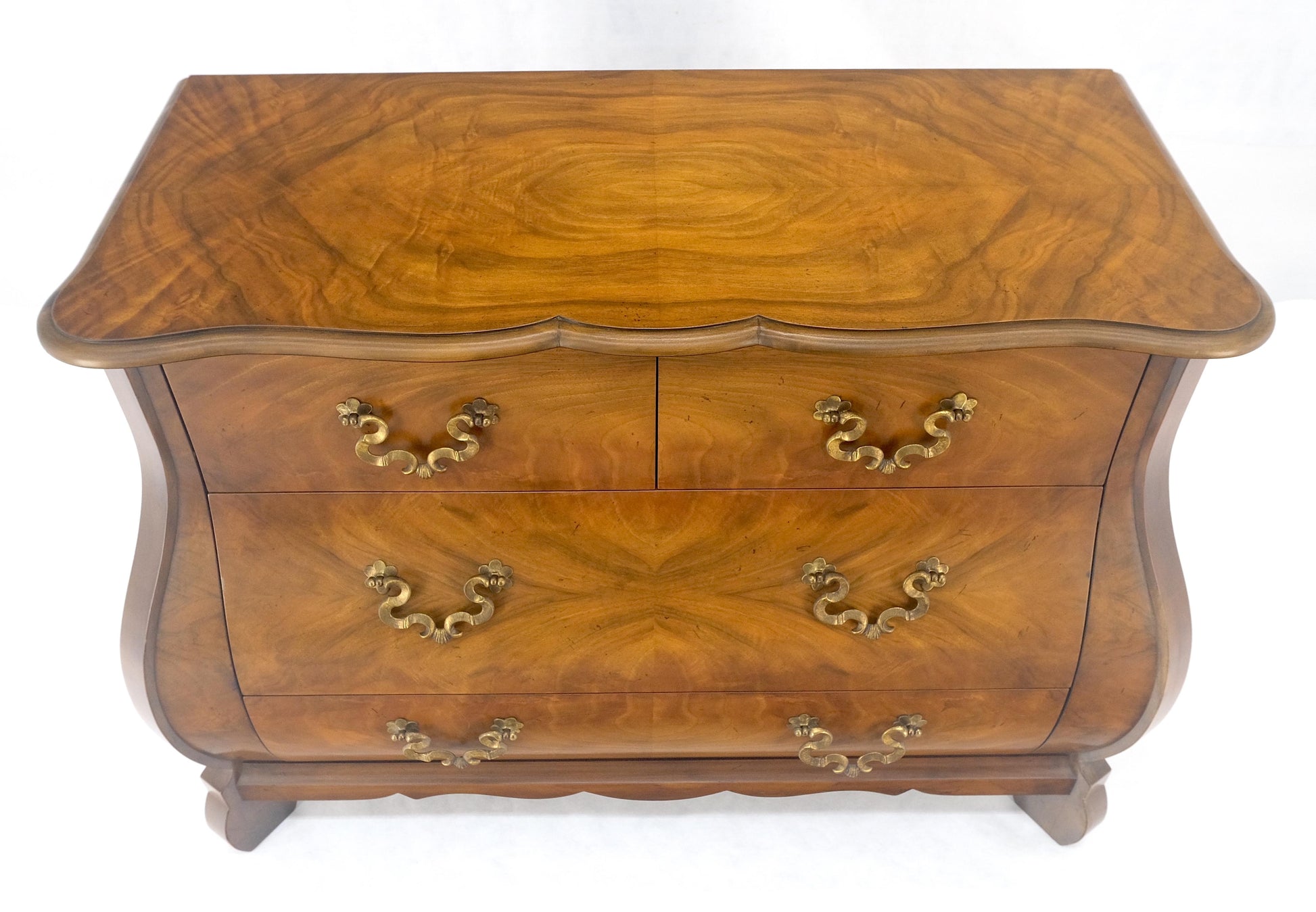 EstablishedLines Baker Book Matched Bombay Style Heavy Brass Drop Pulls 3 Drawer Dresser Console