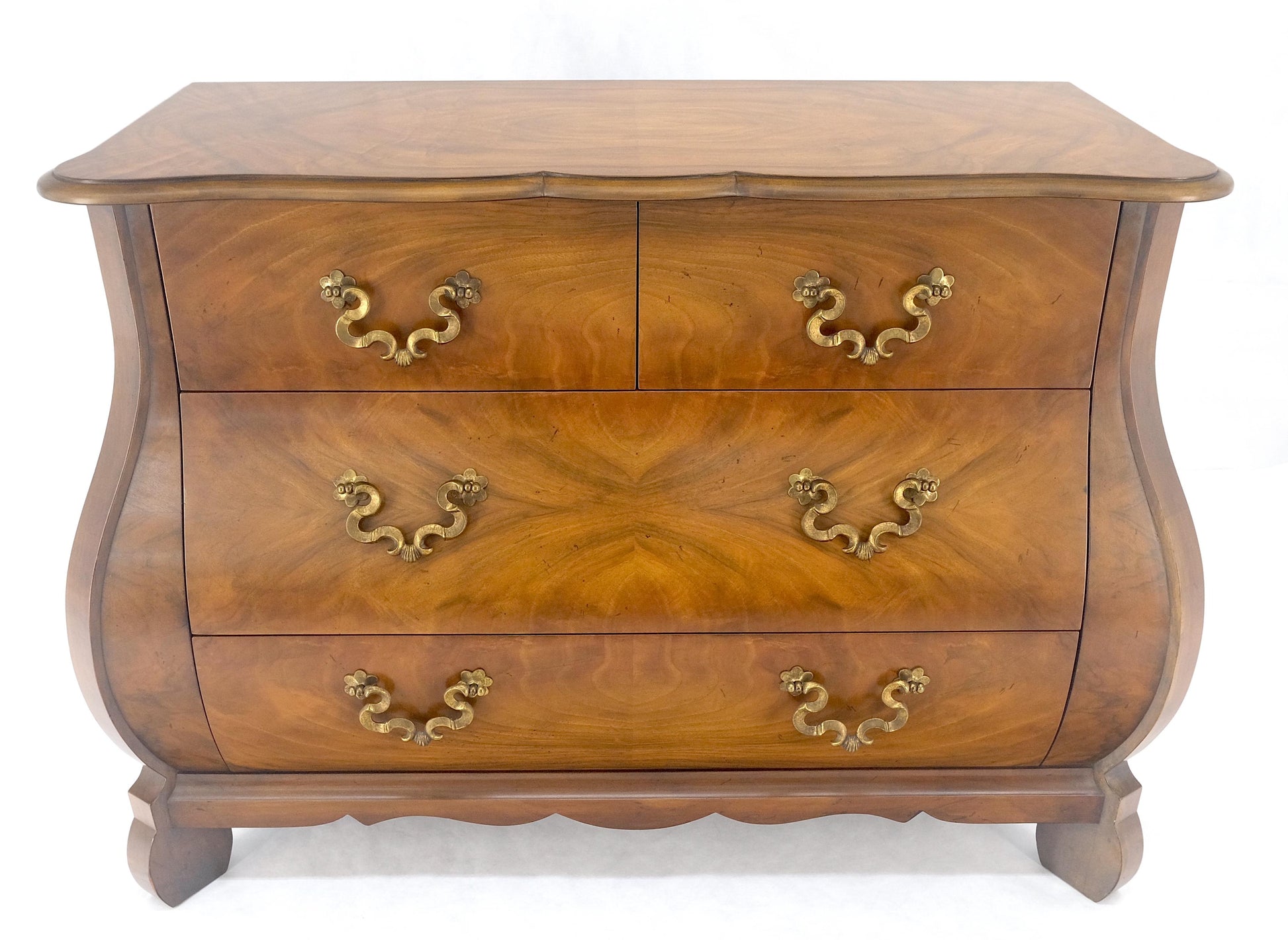 EstablishedLines Baker Book Matched Bombay Style Heavy Brass Drop Pulls 3 Drawer Dresser Console
