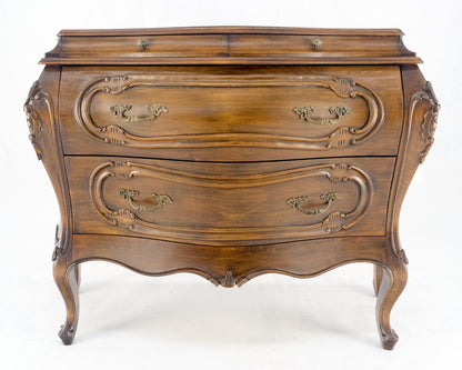 Carved 4 Drawer Medium Size Bombe Style Italian Commode Solid Cherry Dresser