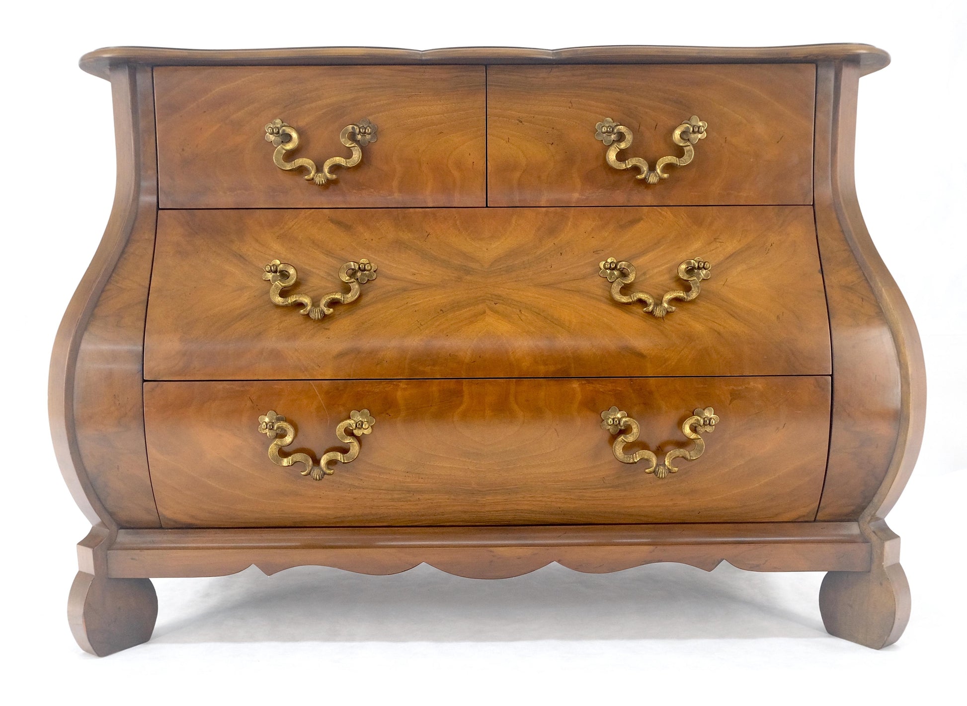 EstablishedLines Baker Book Matched Bombay Style Heavy Brass Drop Pulls 3 Drawer Dresser Console