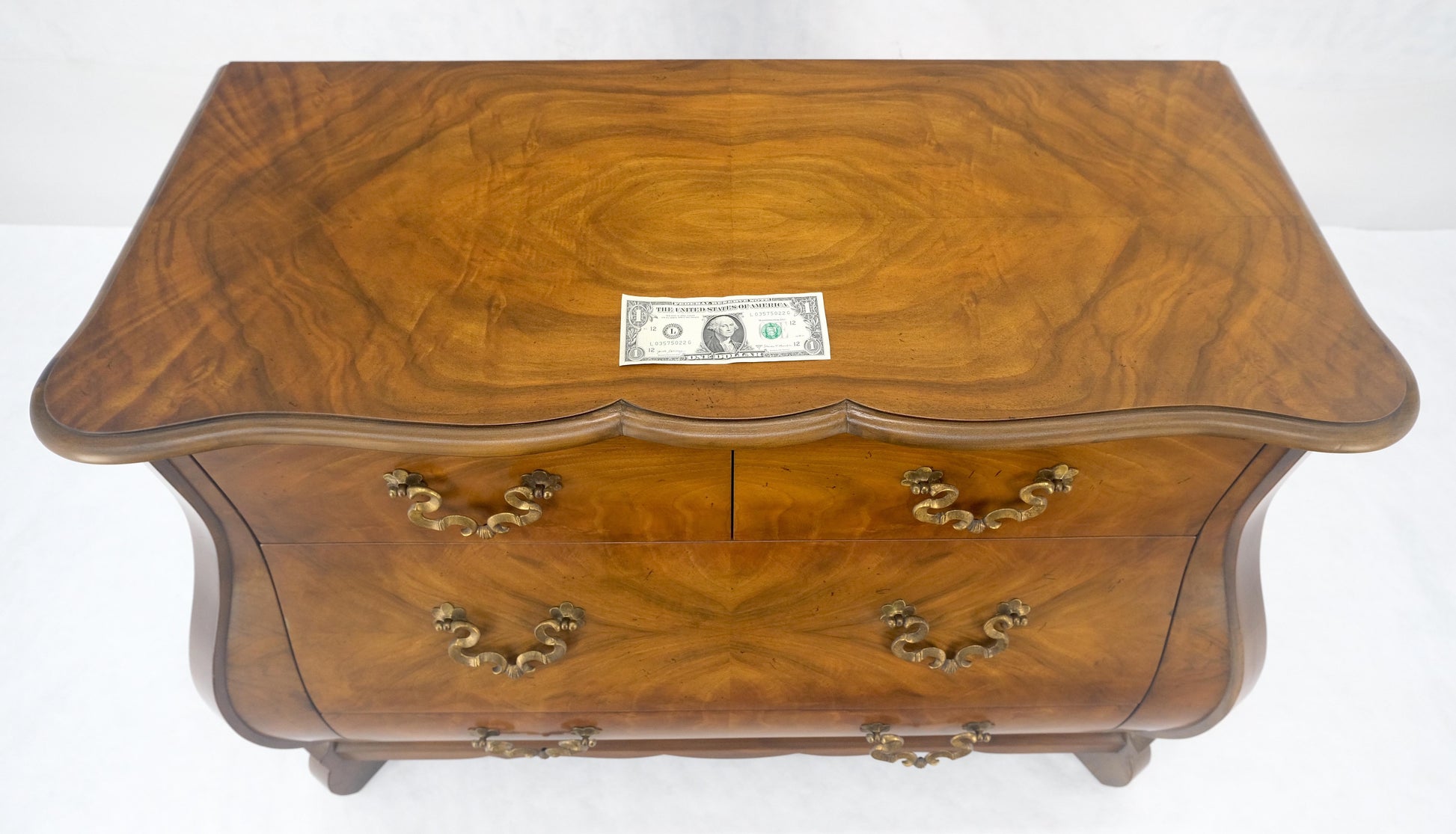 EstablishedLines Baker Book Matched Bombay Style Heavy Brass Drop Pulls 3 Drawer Dresser Console