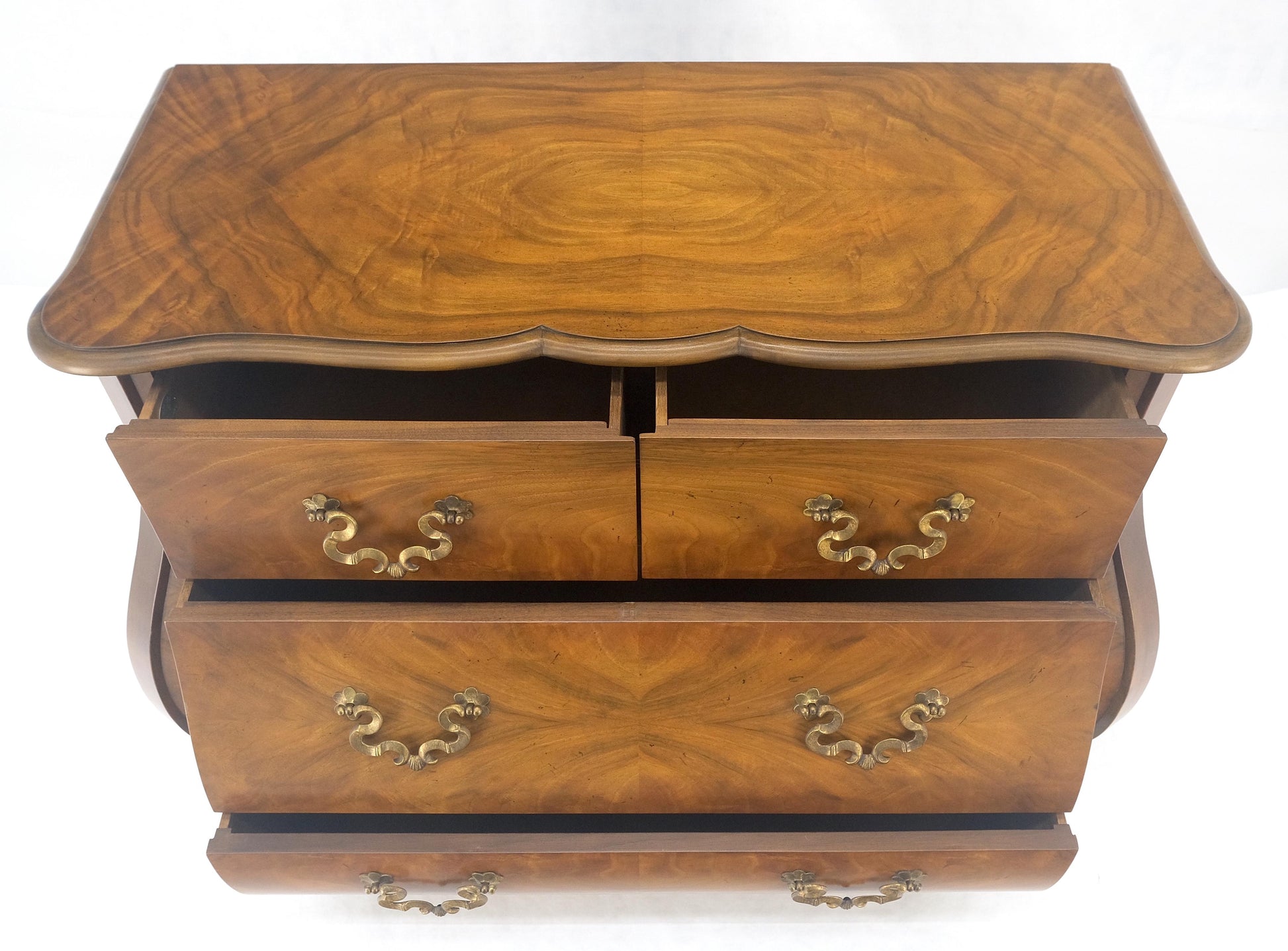 EstablishedLines Baker Book Matched Bombay Style Heavy Brass Drop Pulls 3 Drawer Dresser Console