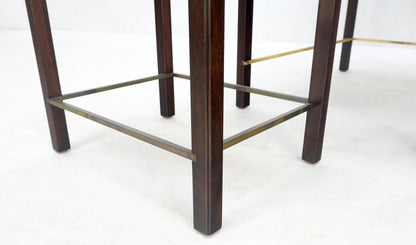 Dunbar 1970s Ebonised Walnut Brass Stretcher Set of 3 Nesting Side End Tables