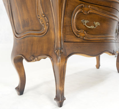 Carved 4 Drawer Medium Size Bombe Style Italian Commode Solid Cherry Dresser